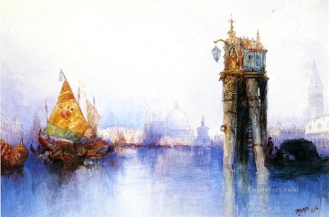 トーマス・モラン Painting - ベネチアの運河シーンの海景 トーマス・モラン